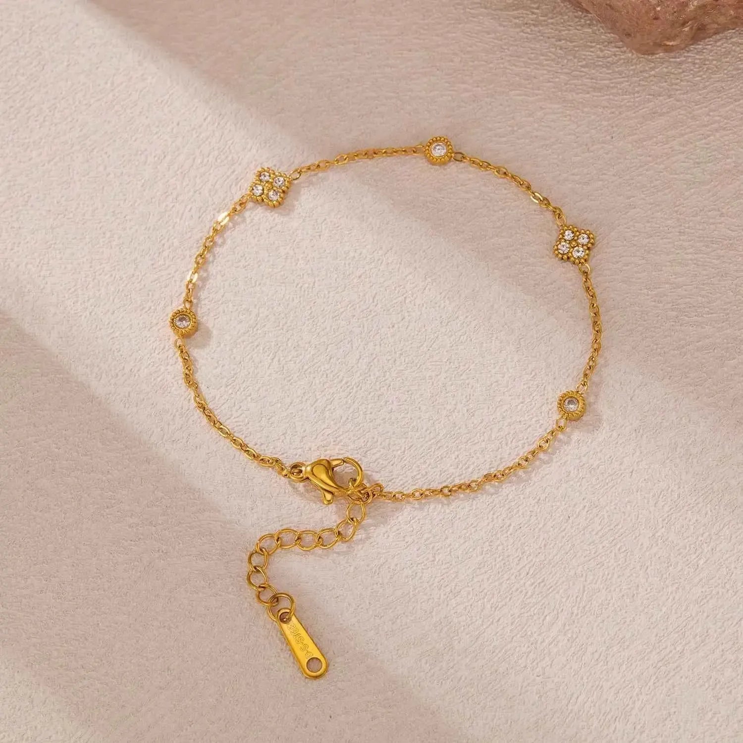 18K Gold Zircon Inlay Bracelet