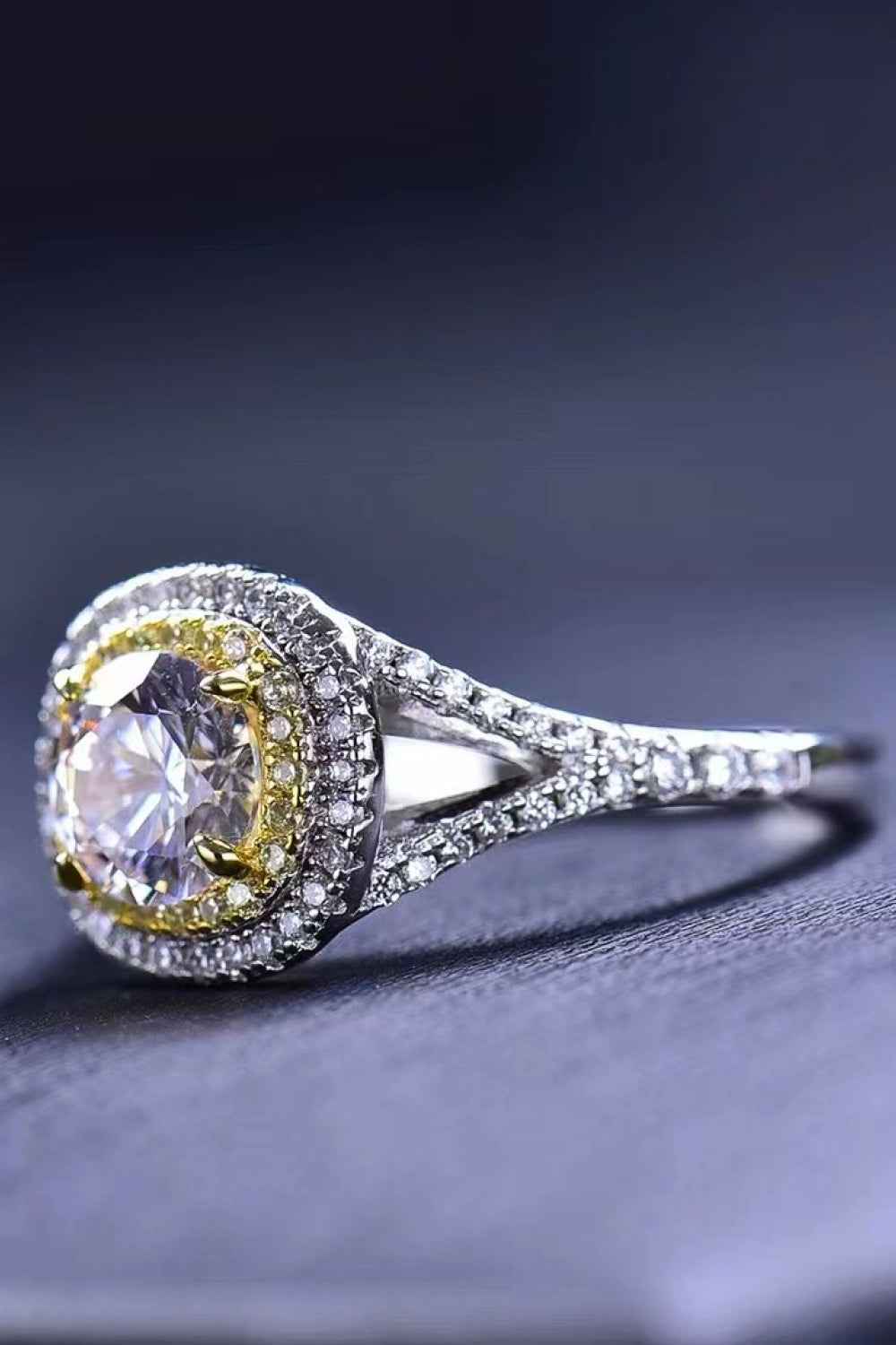 Two-Tone Moissanite Engagement Ring