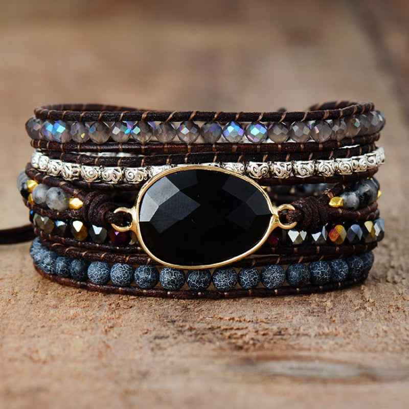 Earth-Tone Agate Bead Bracelet