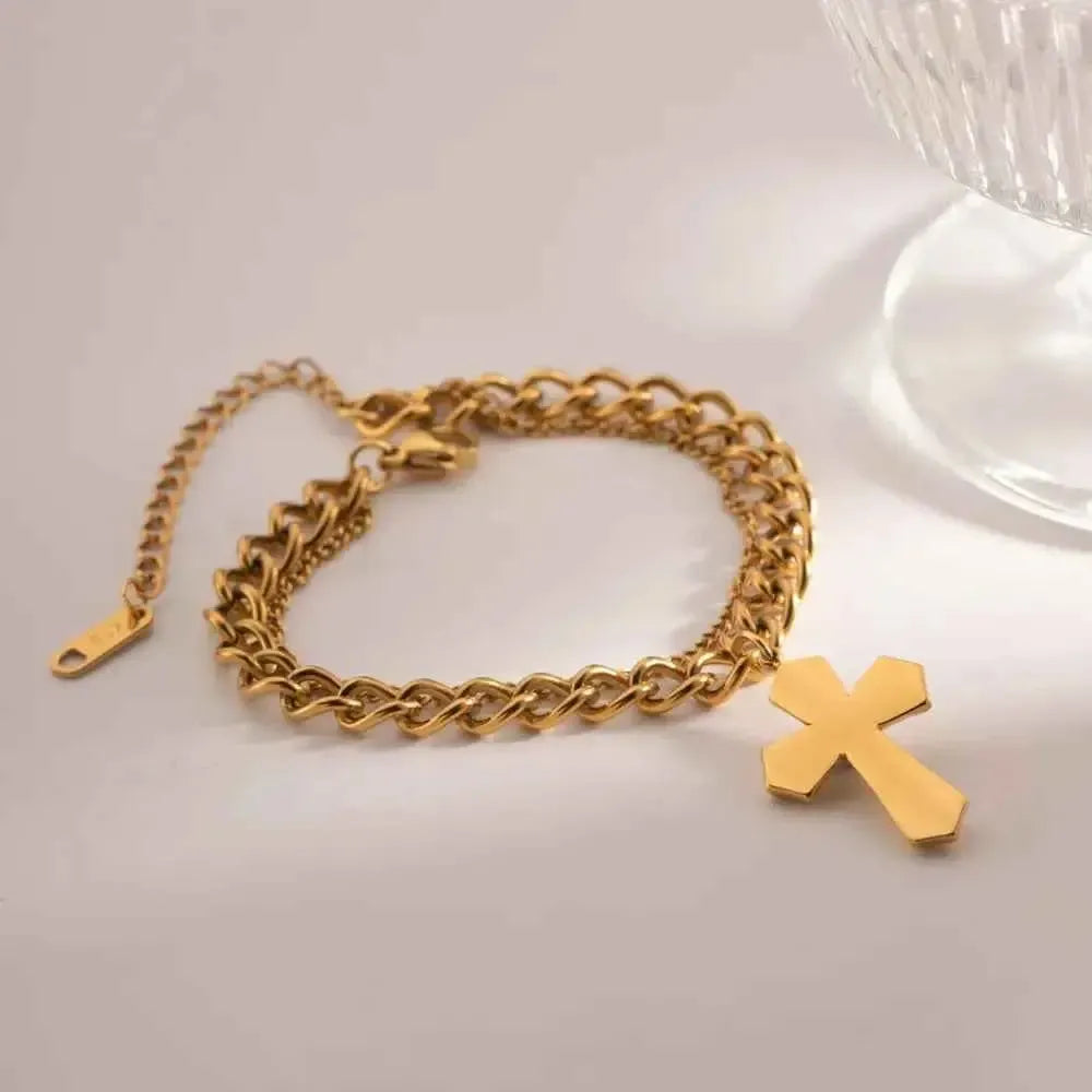 Cross Gemstone Pendant Bracelet