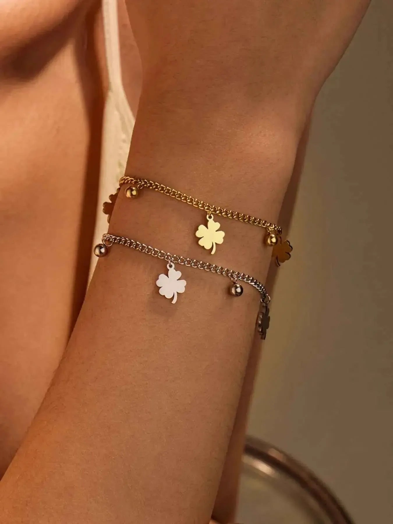 Gold Four‑Leaf Clover Bracelet