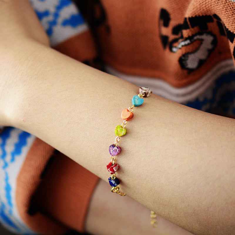 Natural Stone Heart Wristband