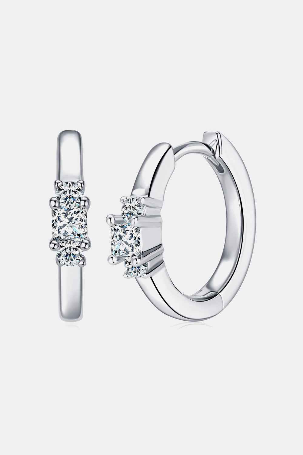 Dazzling Silver Moissanite Huggies