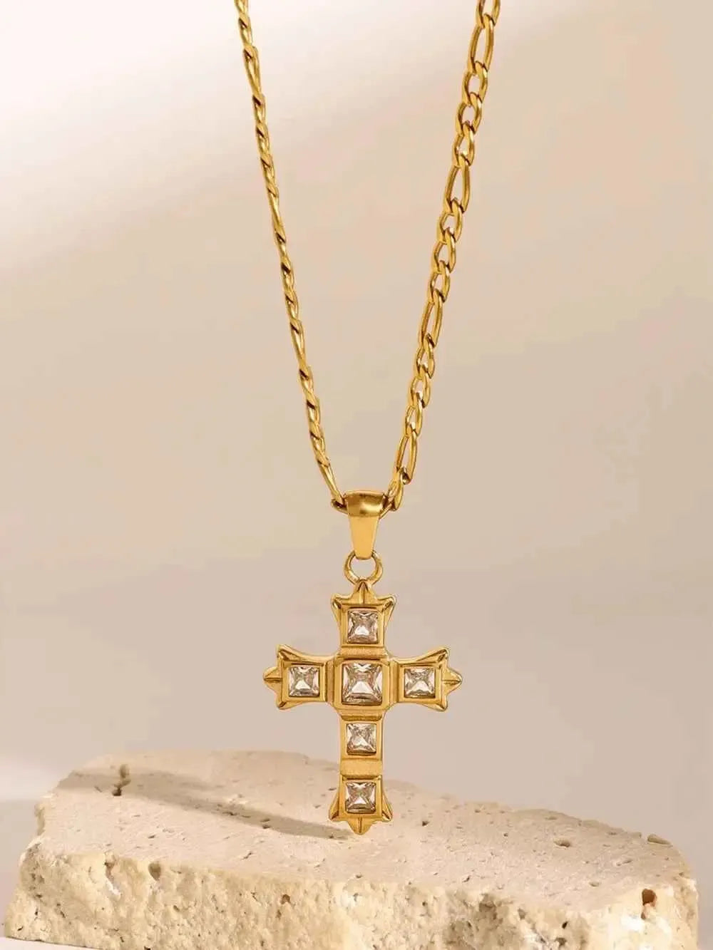 Sparkling Cross CZ Necklace Stainless