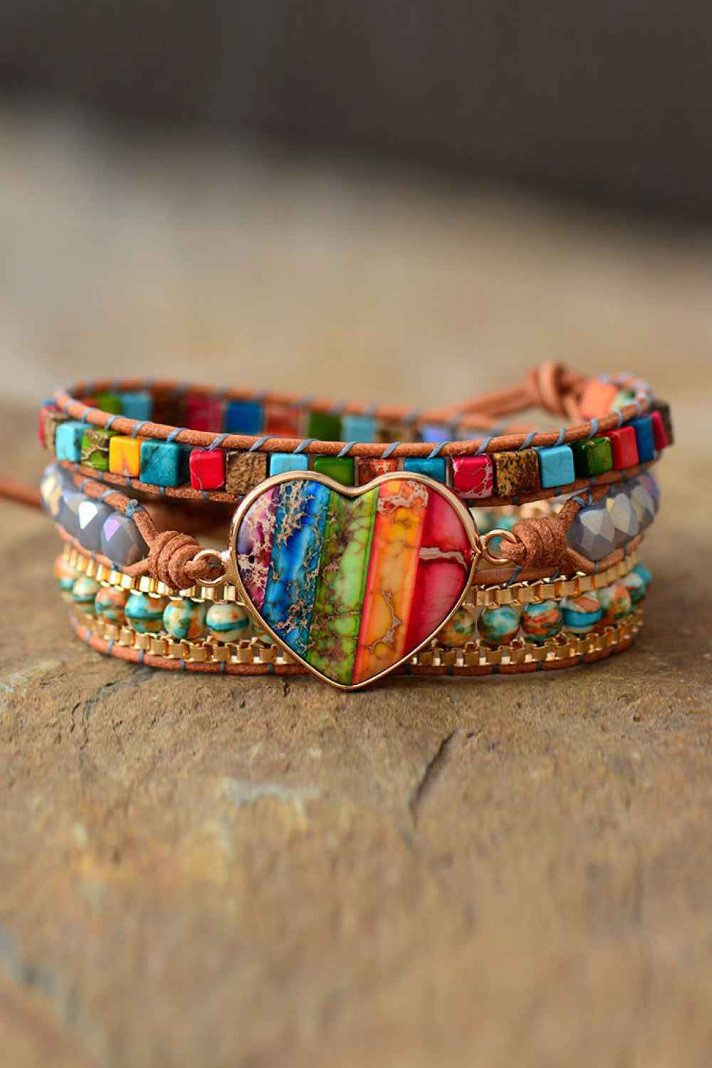 Hypoallergenic Jasper-Crystal Layered Jewelry
