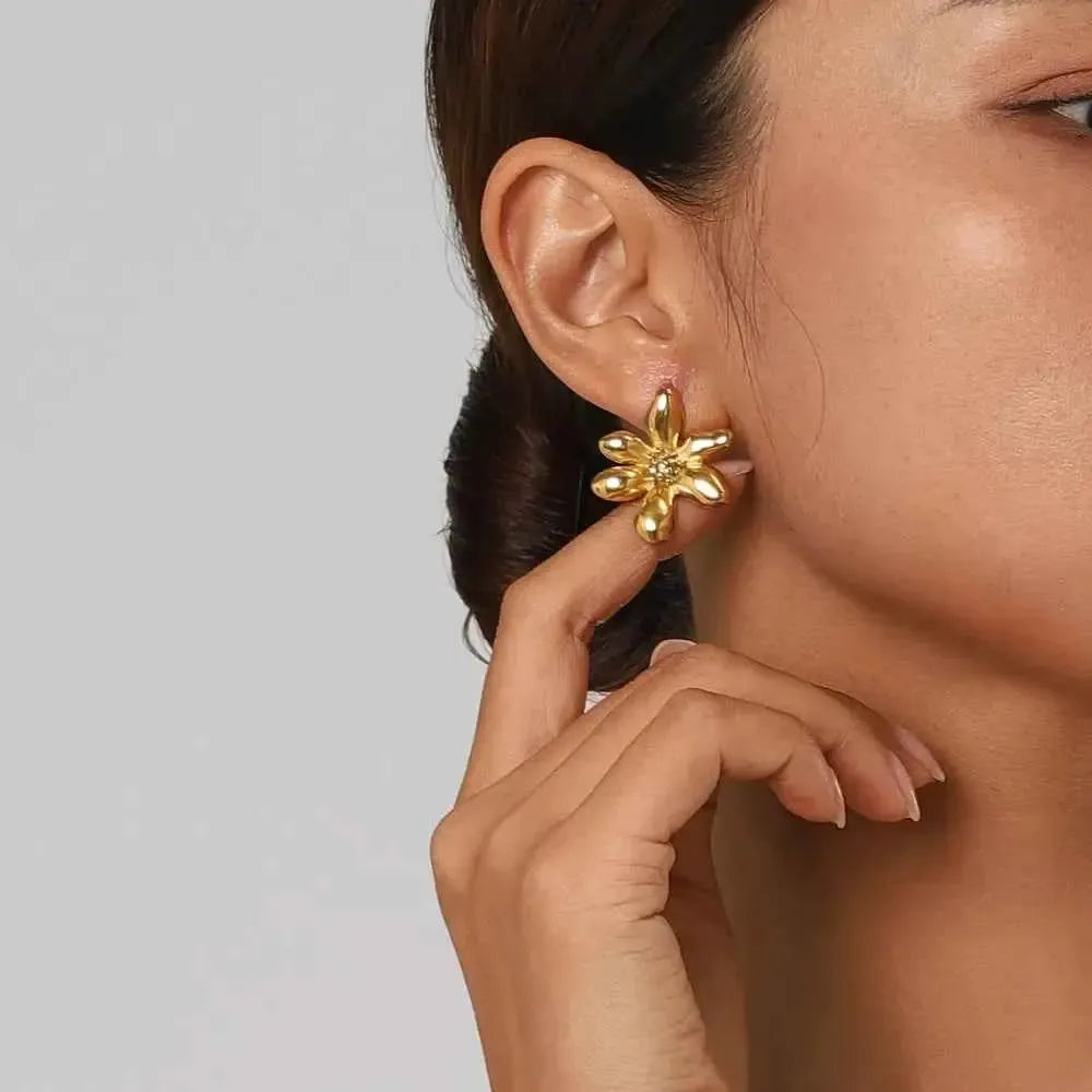 Dainty Stainless Steel Flower Earrings