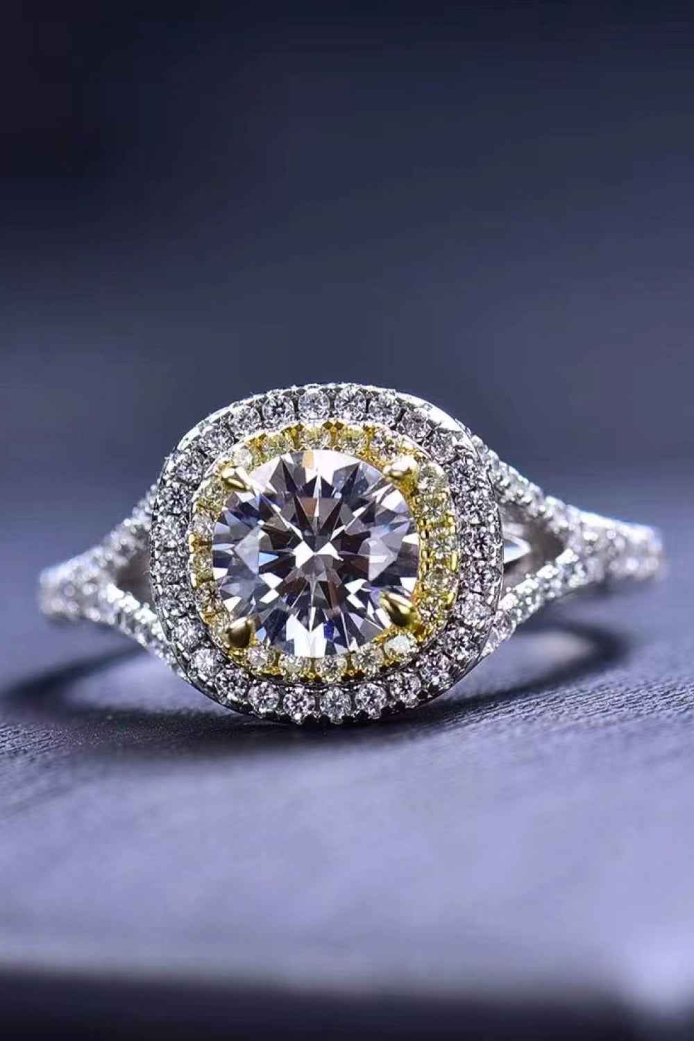Two-Tone Moissanite Engagement Ring