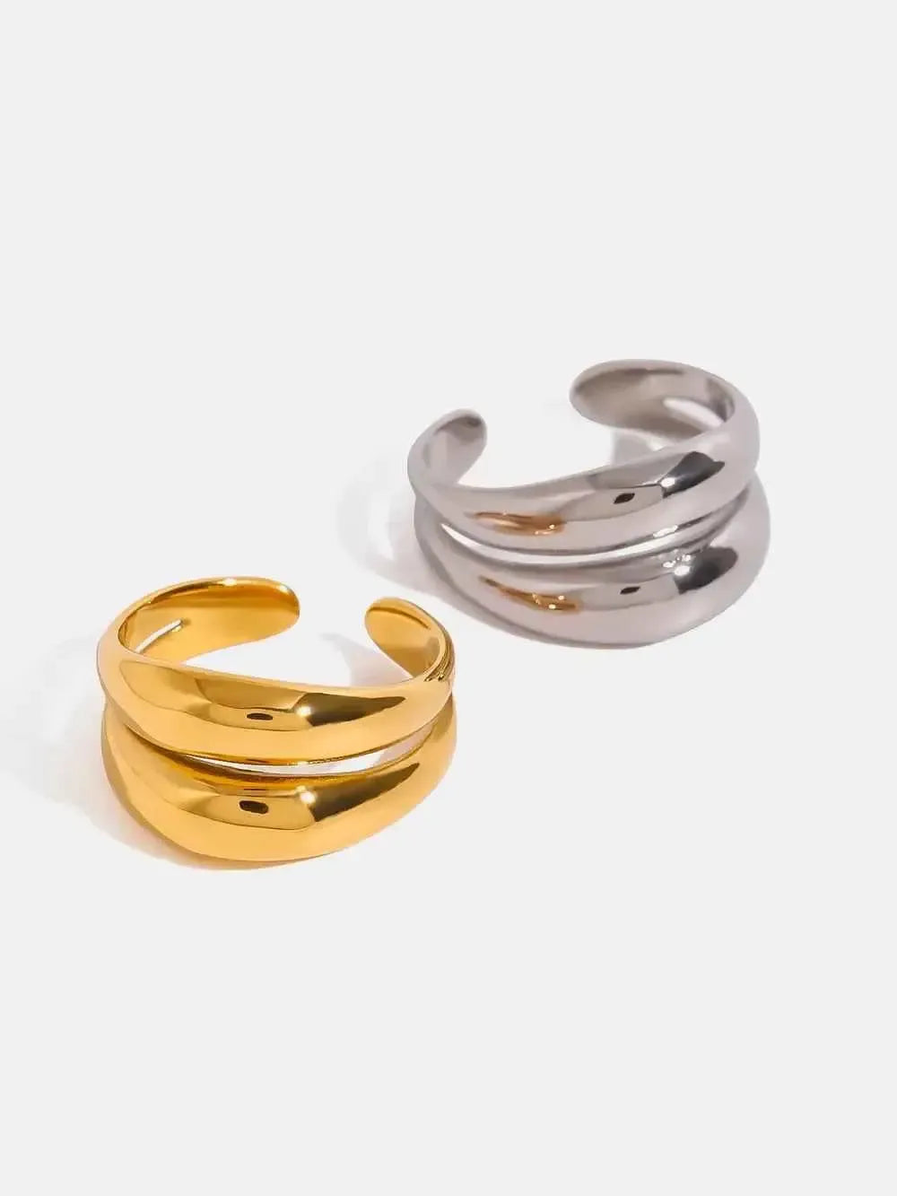 Stainless Steel Ring – Modern Layered Style