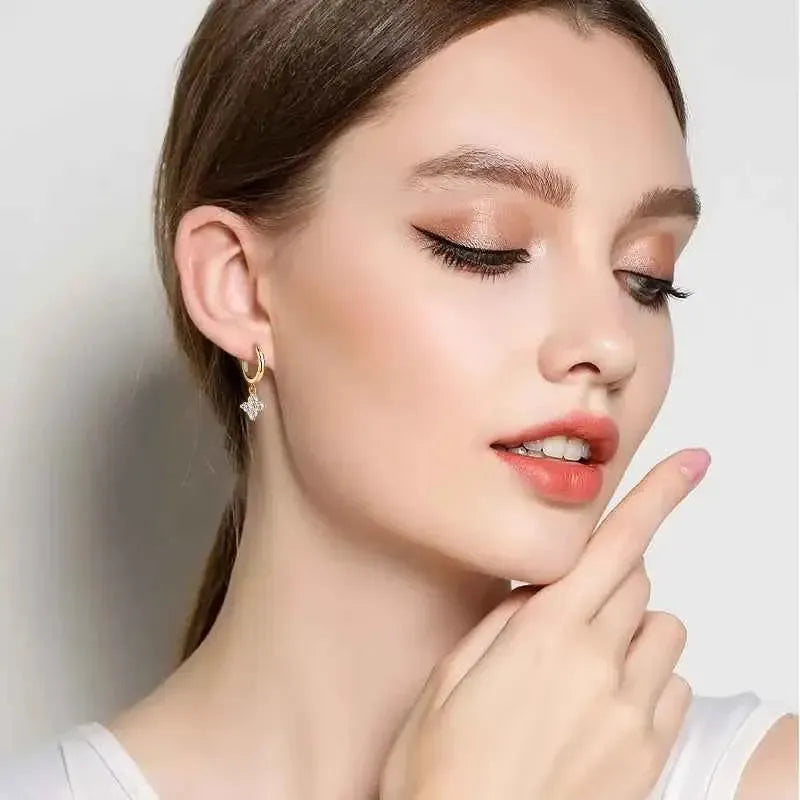 Elegant Moissanite Dangle Hoops