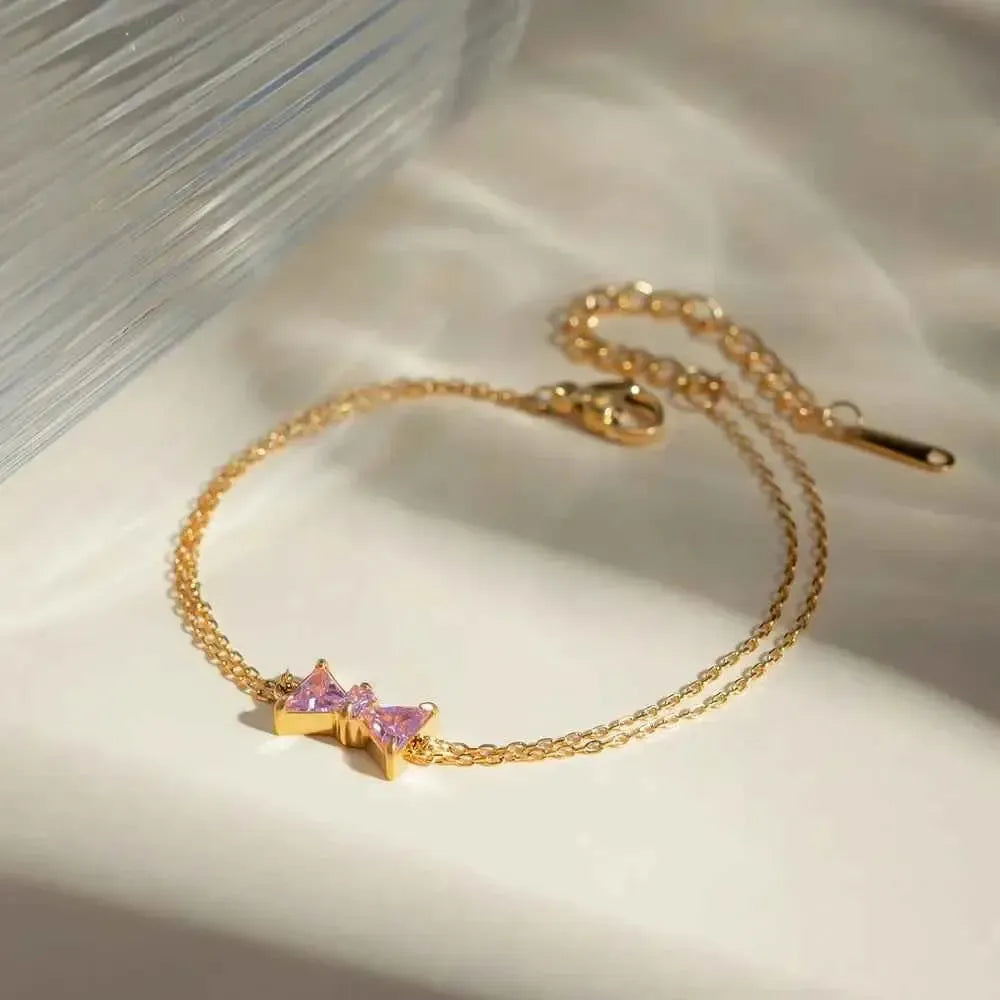 Sparkling Bow Charm Bracelet