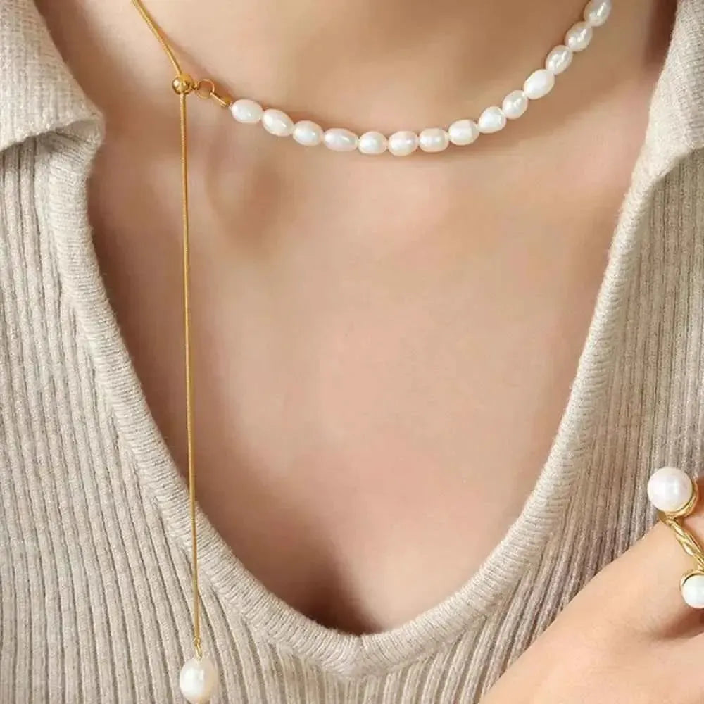 Elegant Freshwater Pearl Chain Necklace