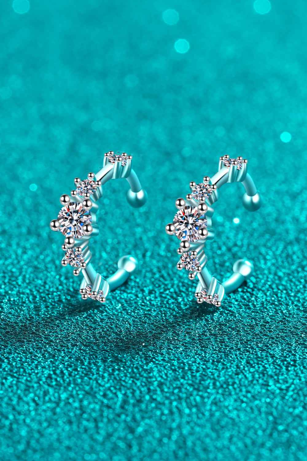 Sleek Sparkle: Moissanite Cuff Earrings