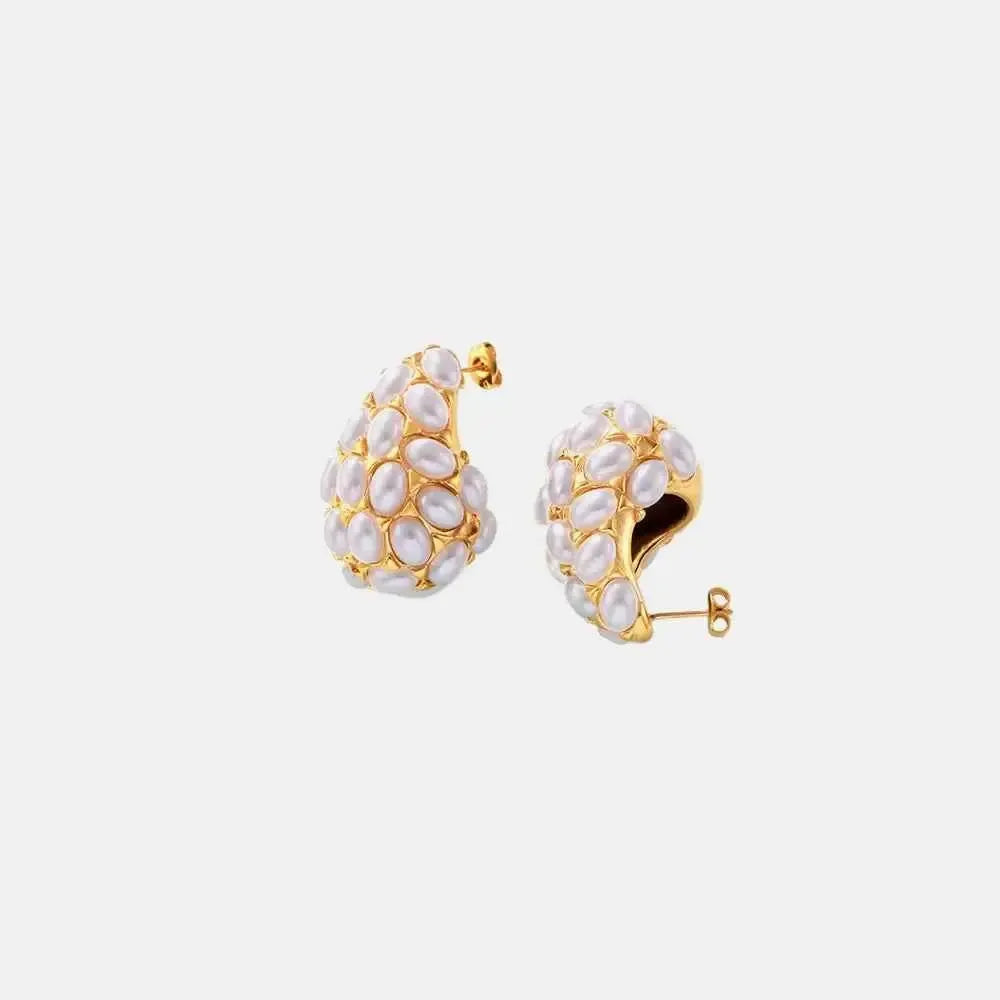 Modern Pearl Studs with Steel Base