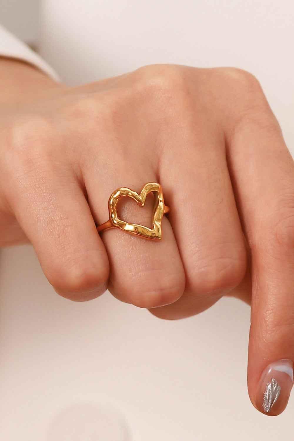 Gold Heart-Shaped Ring for Women