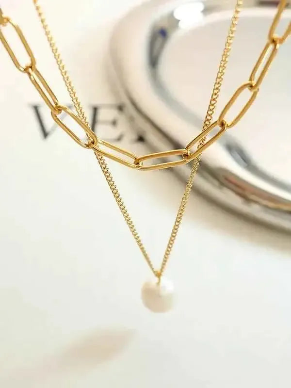 Freshwater Pearl Layered Chain Necklace
