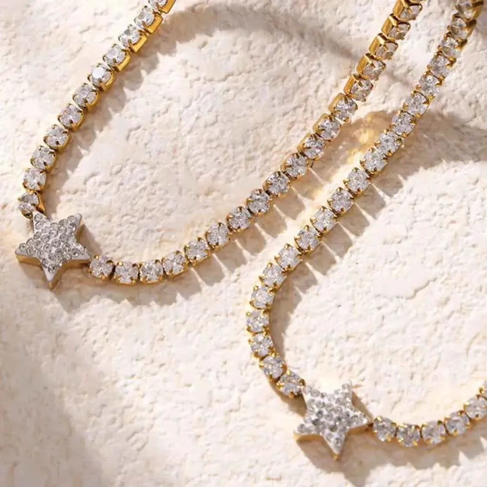 Titanium Star Necklace with Zircon