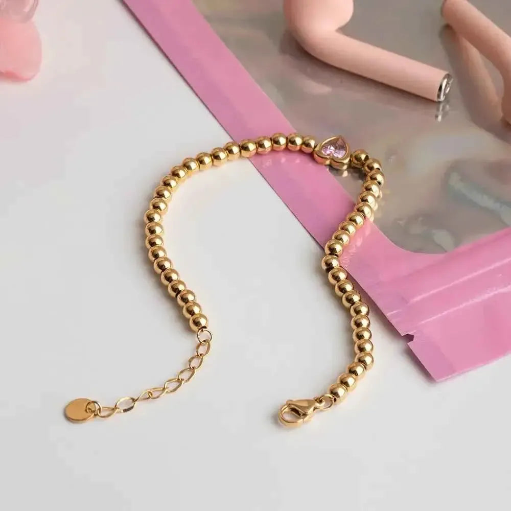 5‑Piece Gold & Zircon Bracelet Set