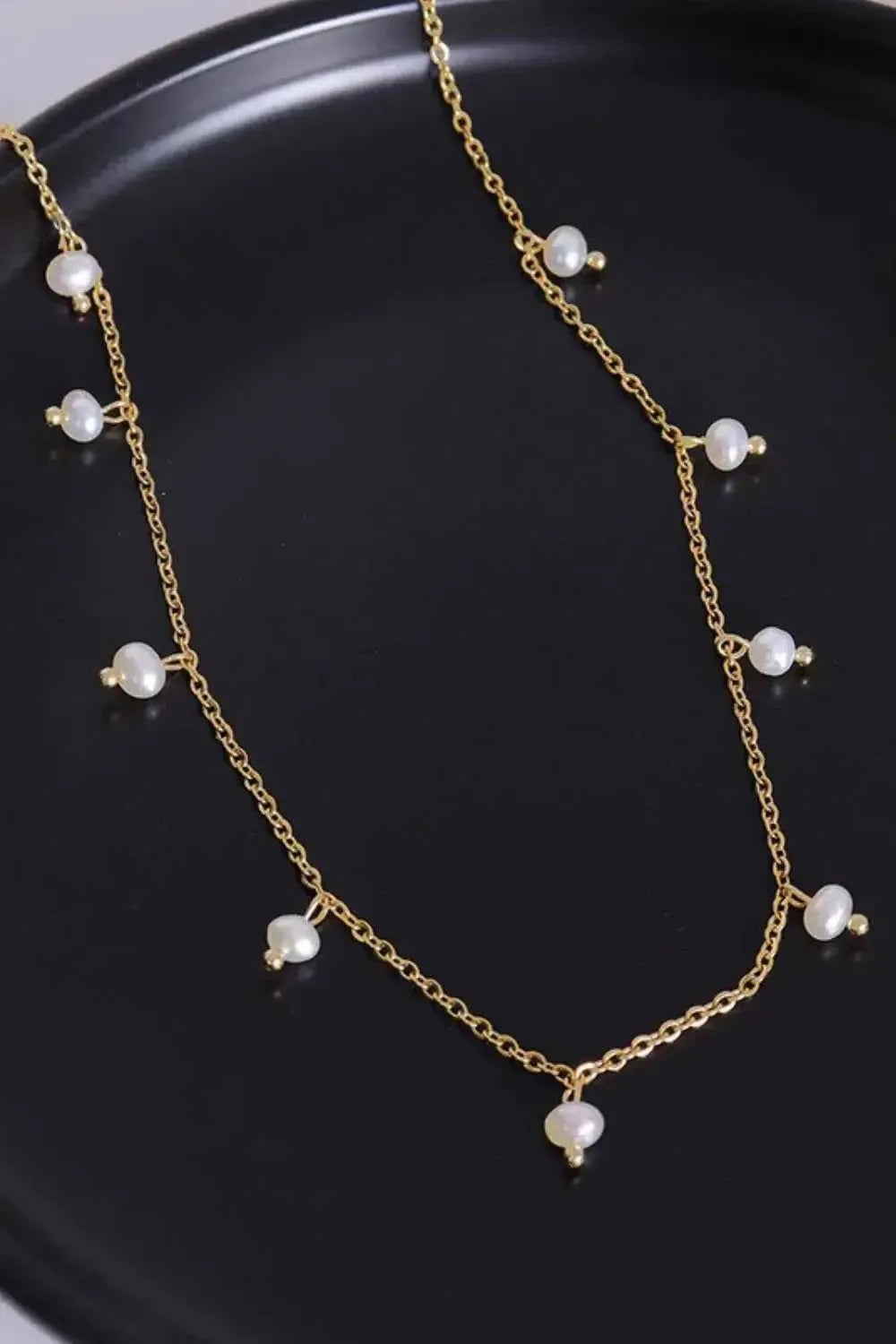 Gold‑Plated Titanium Pearl Necklace