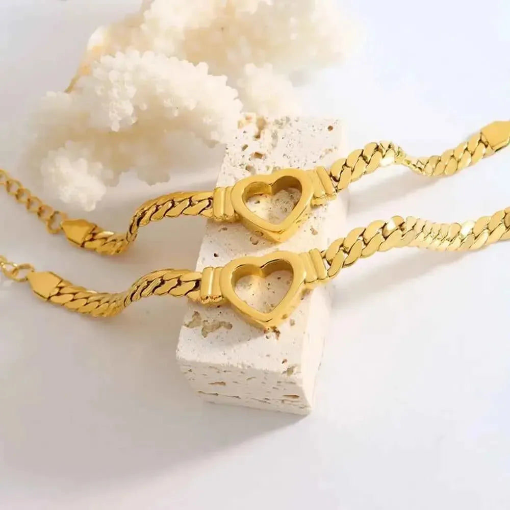 Titanium Heart Cutout Bracelet