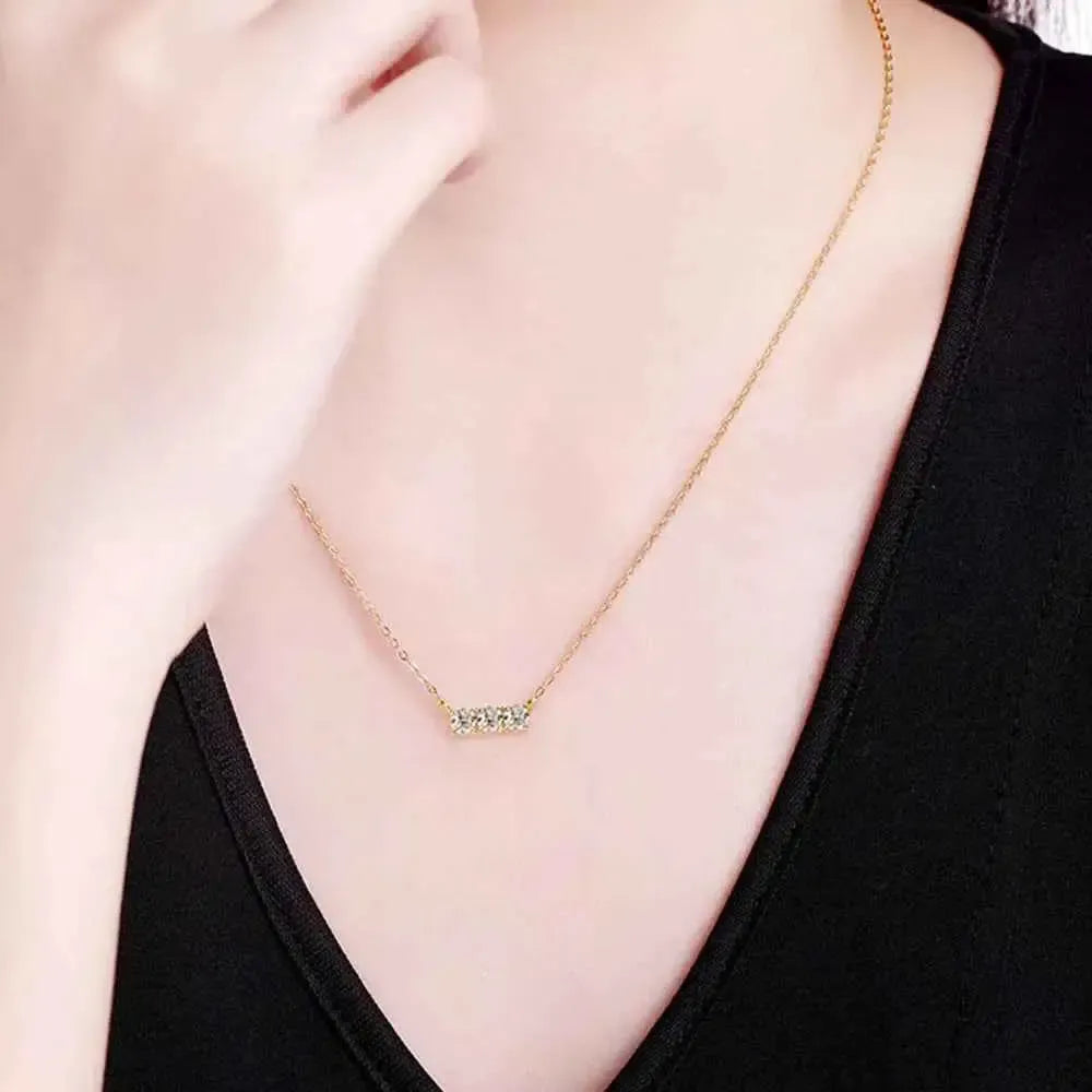 Moissanite Bar Pendant Necklace