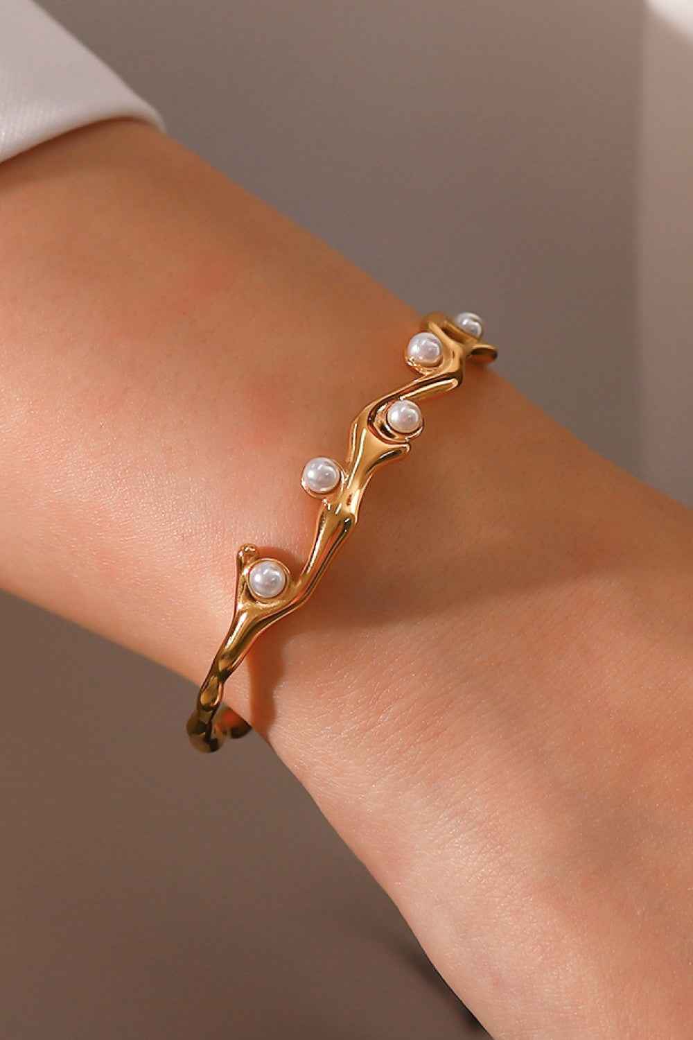 Synthetic Pearl Cuff Bangle