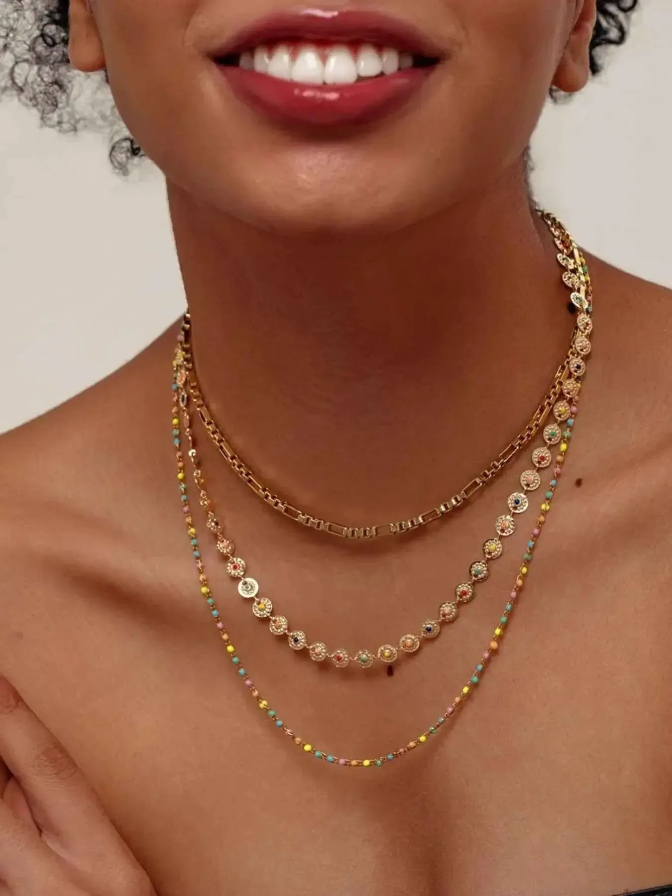 Playful Resin Bead Layered Necklace