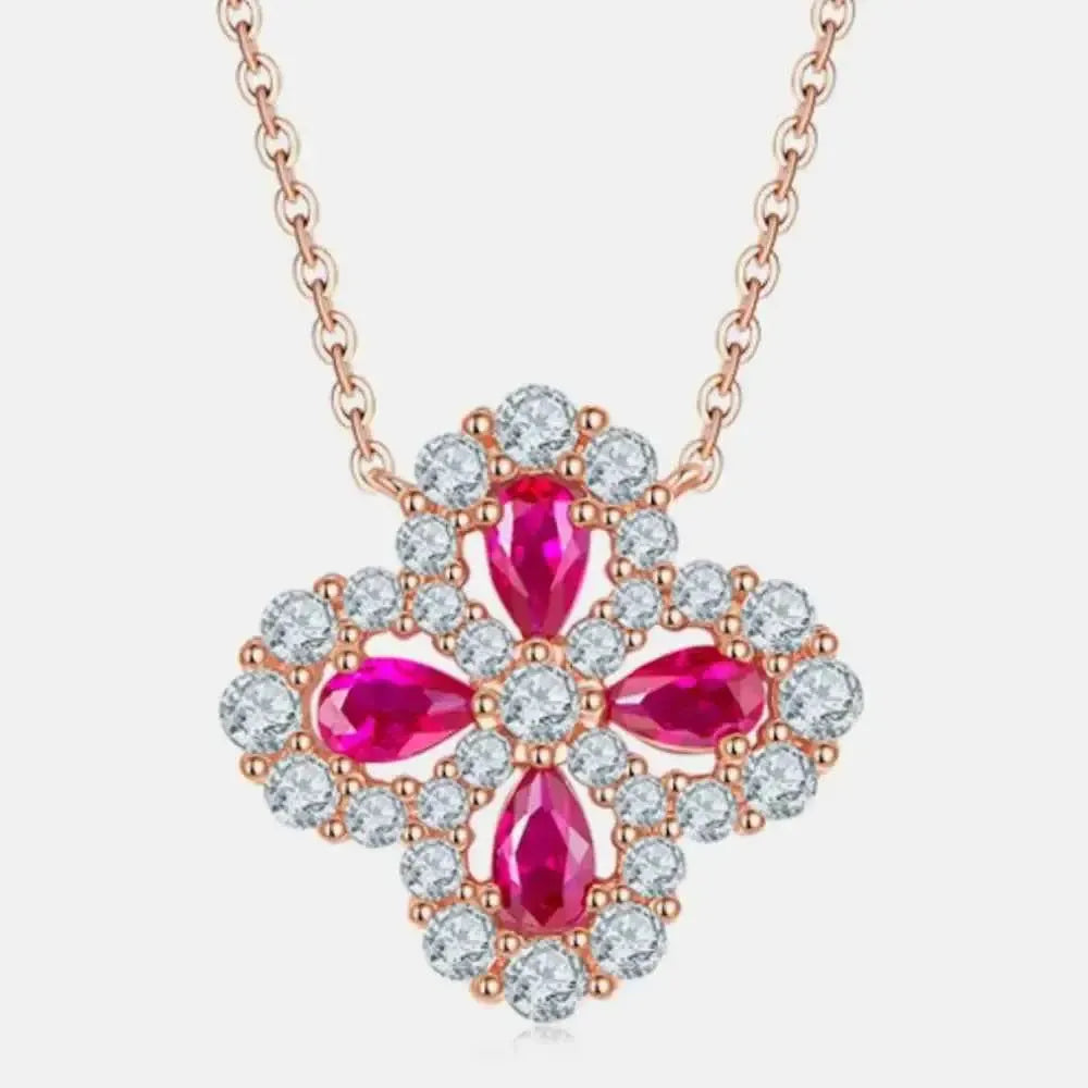 Ruby Blossom 925 Silver Necklace
