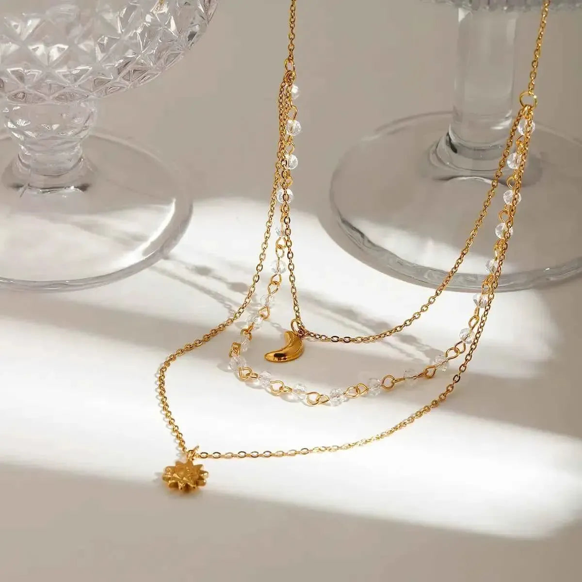 Sun & Moon Gold-Plated Pendant Necklace