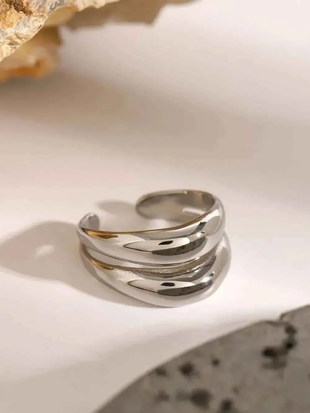 Stainless Steel Ring – Modern Layered Style
