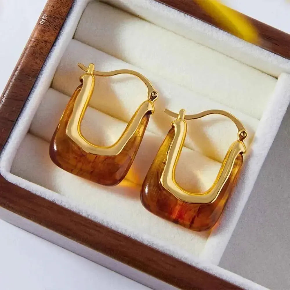Modern U-Shaped Resin Earrings