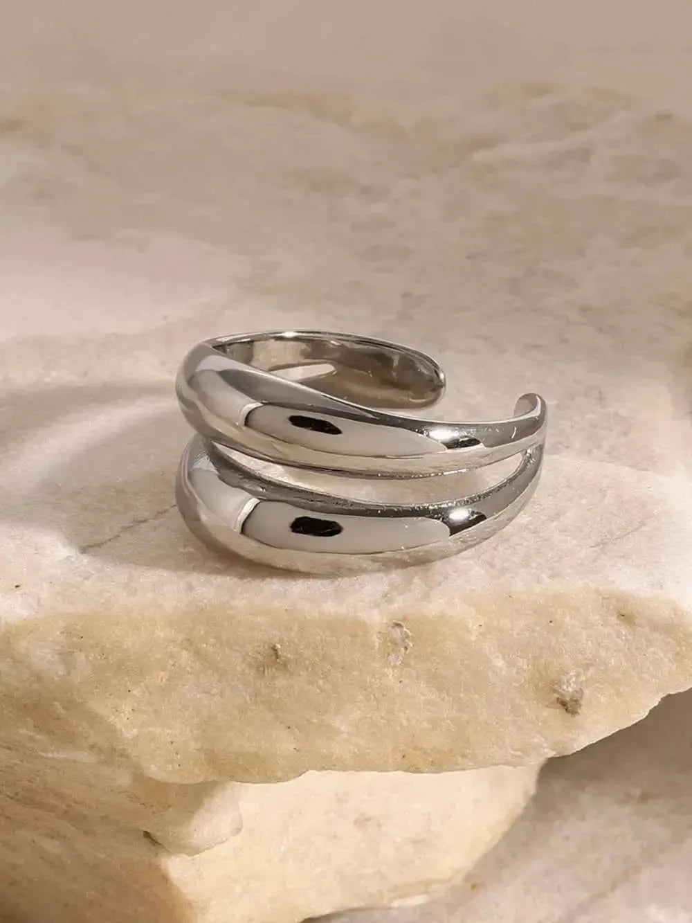 Stainless Steel Ring – Modern Layered Style