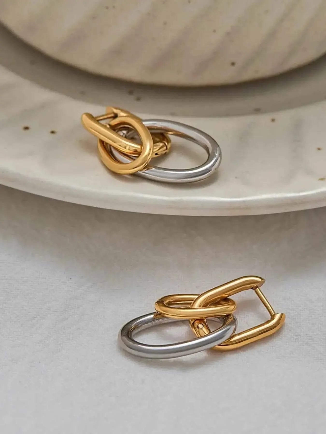 Modern Mixed-Metal Hoop Earrings