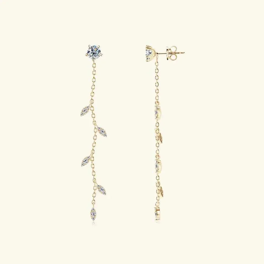 1.38ct Moissanite Silver Leaf Earrings