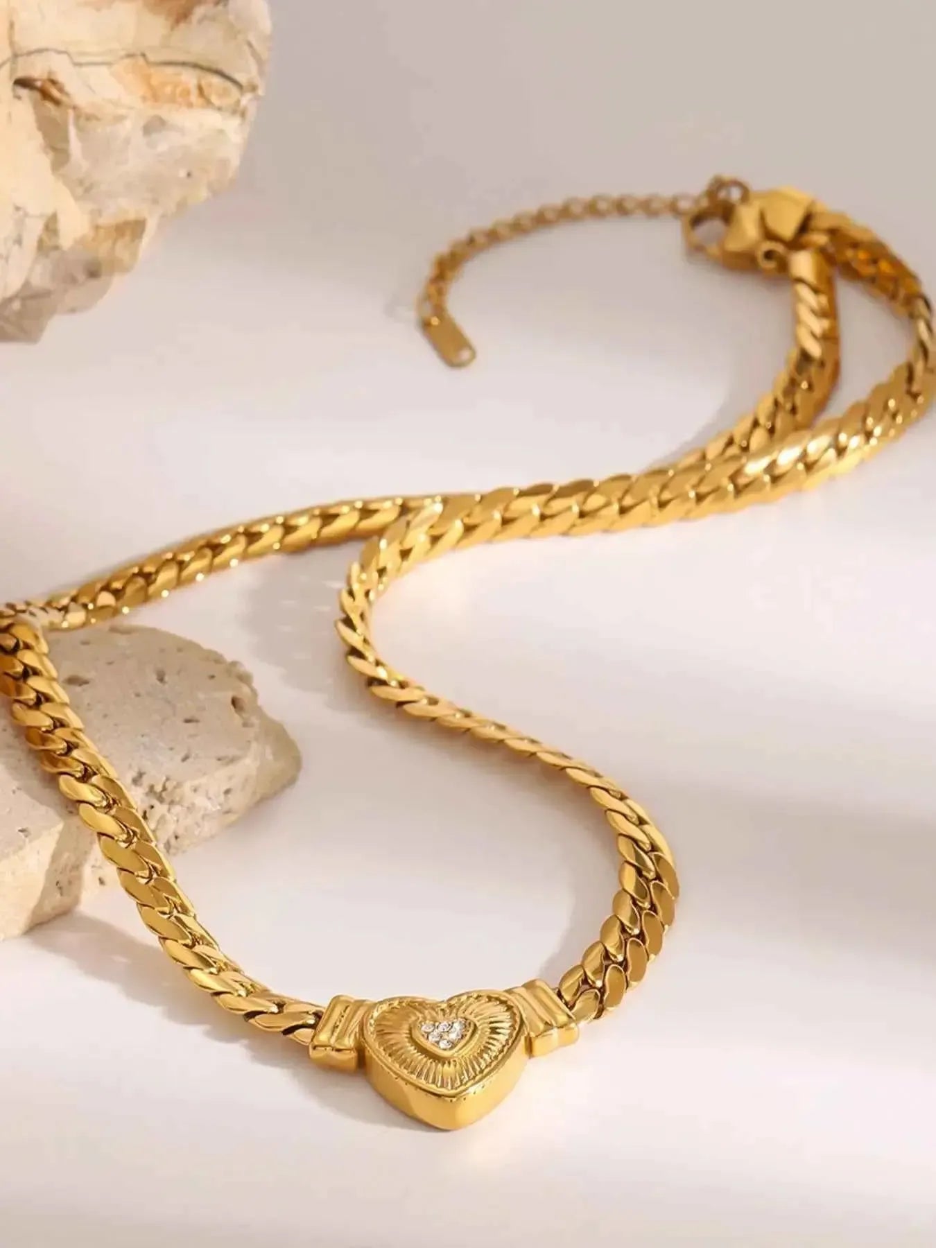 Luxe Love – Gold-Plated Heart Necklace with Sparkle