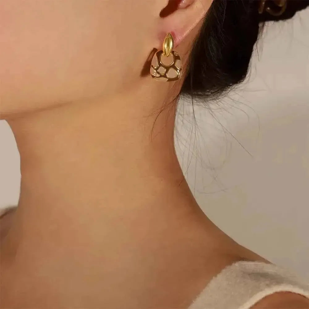 Sculptural Copper Drop Earrings