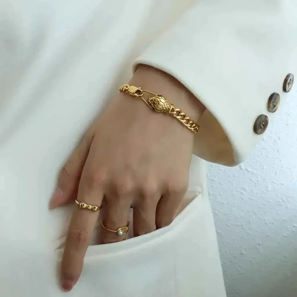 Bold Snake Chain Titanium Cuff