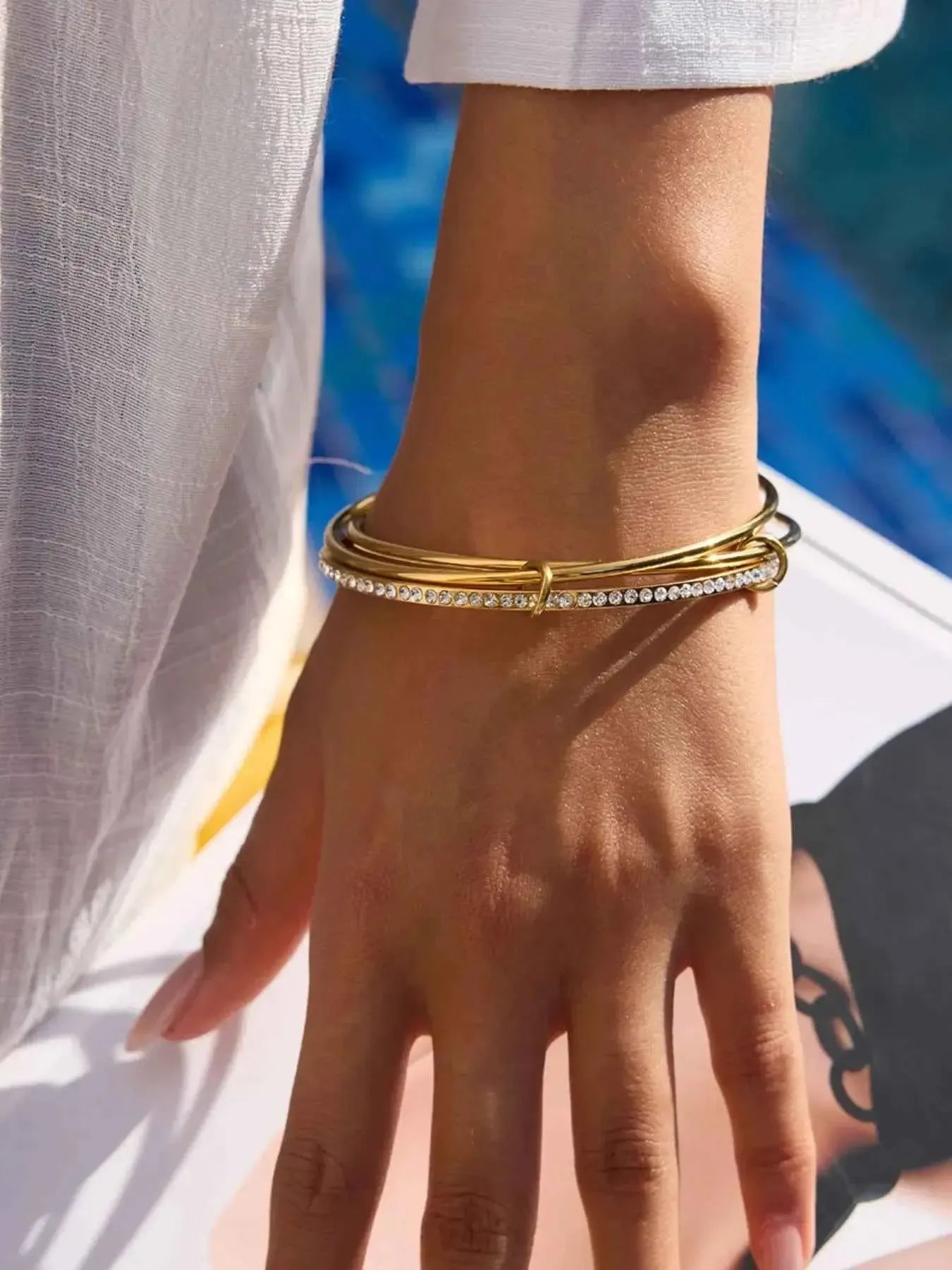Twisted Gold Bracelet With Crystals