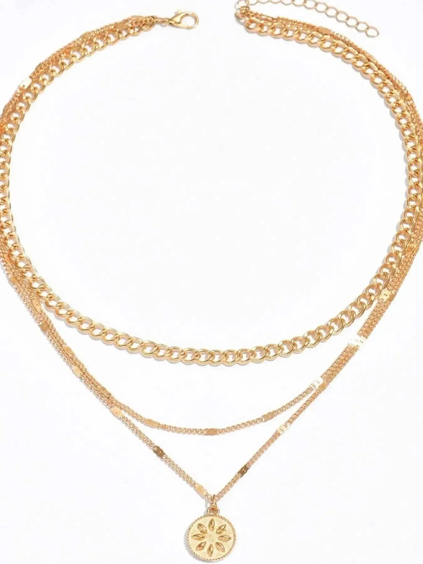 Sun Glow – 18K Gold Layered Medallion Necklace