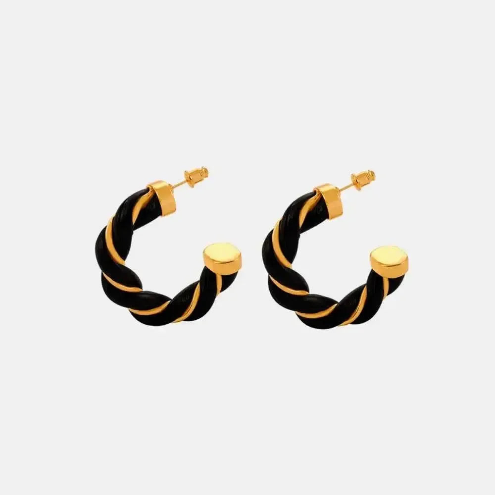 Twisted Leather C-Hoop Earrings