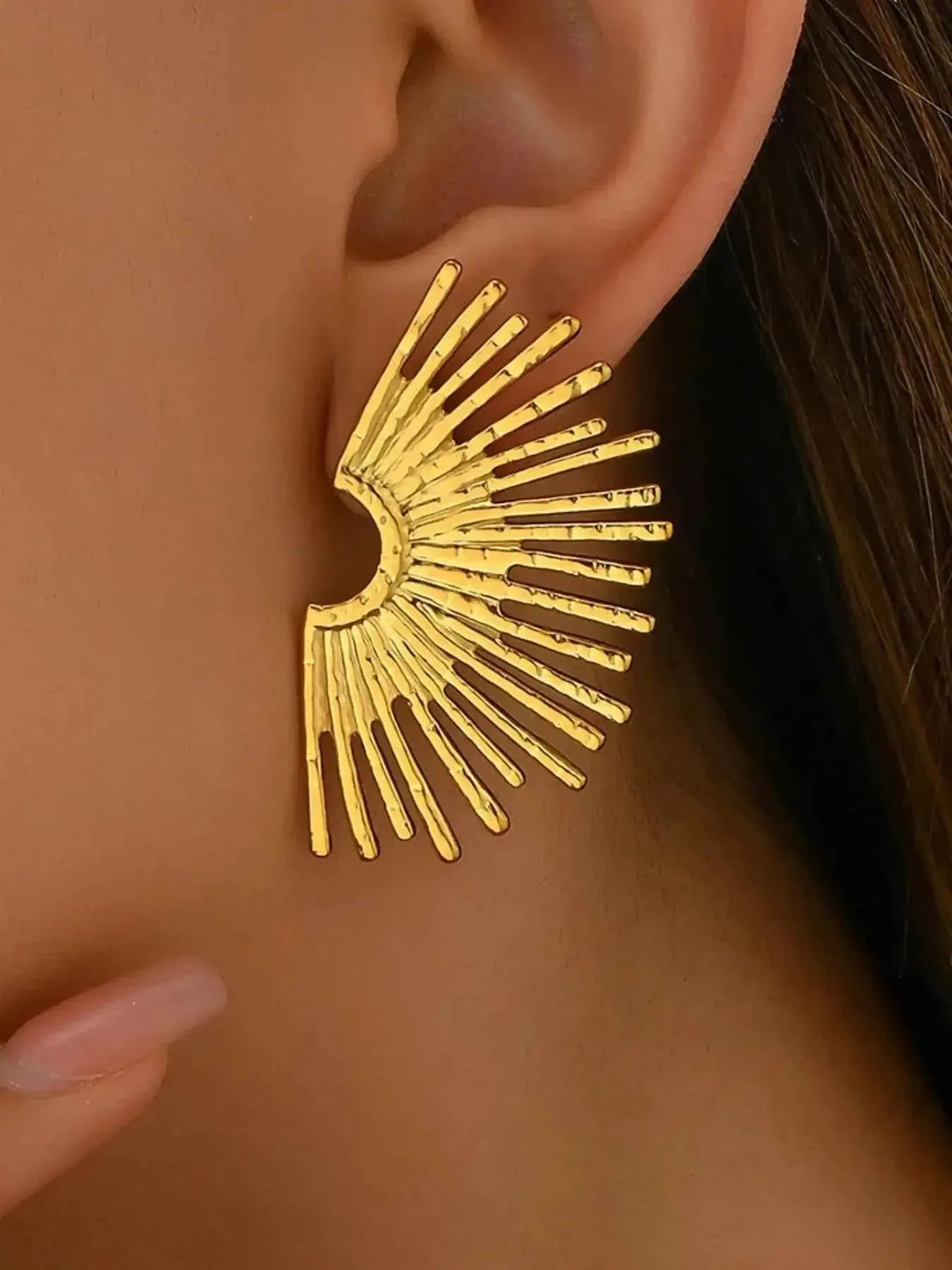 Golden Sunburst Stud Earrings