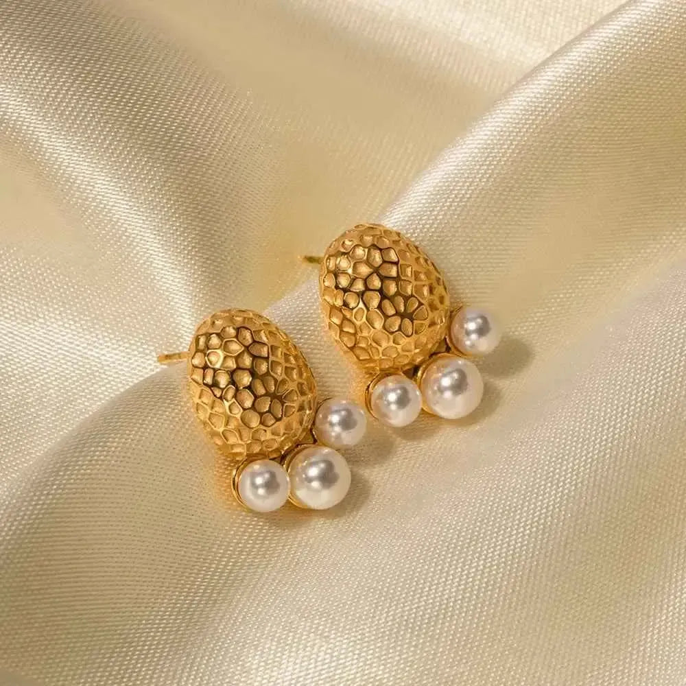 Stainless Steel Pearl-Inspired Earrings
