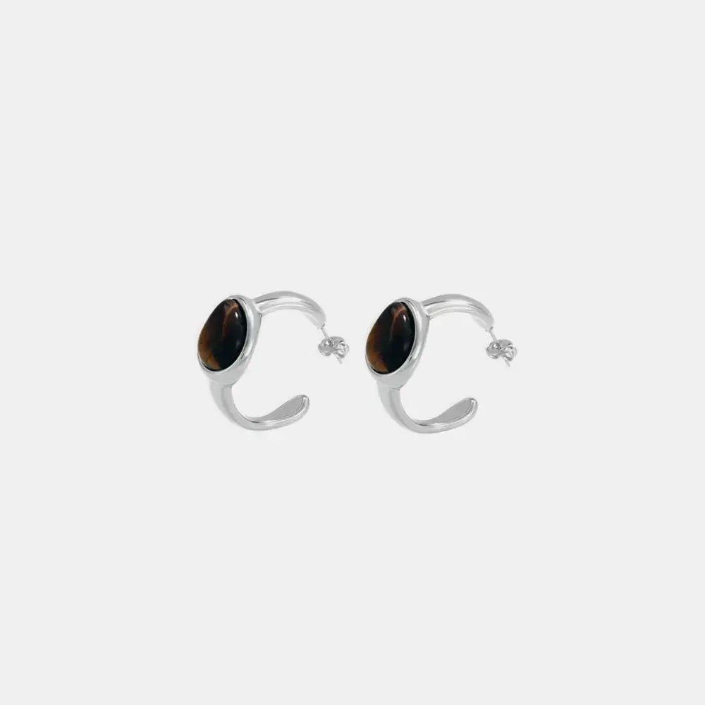 Tiger’s Eye C-Hoop Earrings