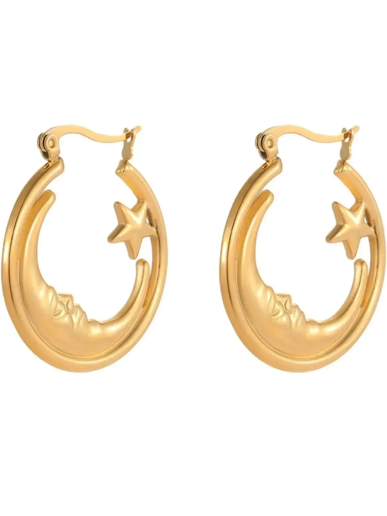 Celestial Moon & Star Hoop Earrings