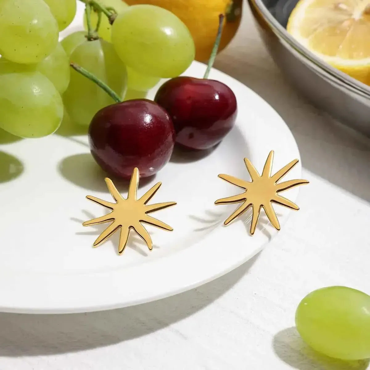 Gold Starburst Stud Earrings