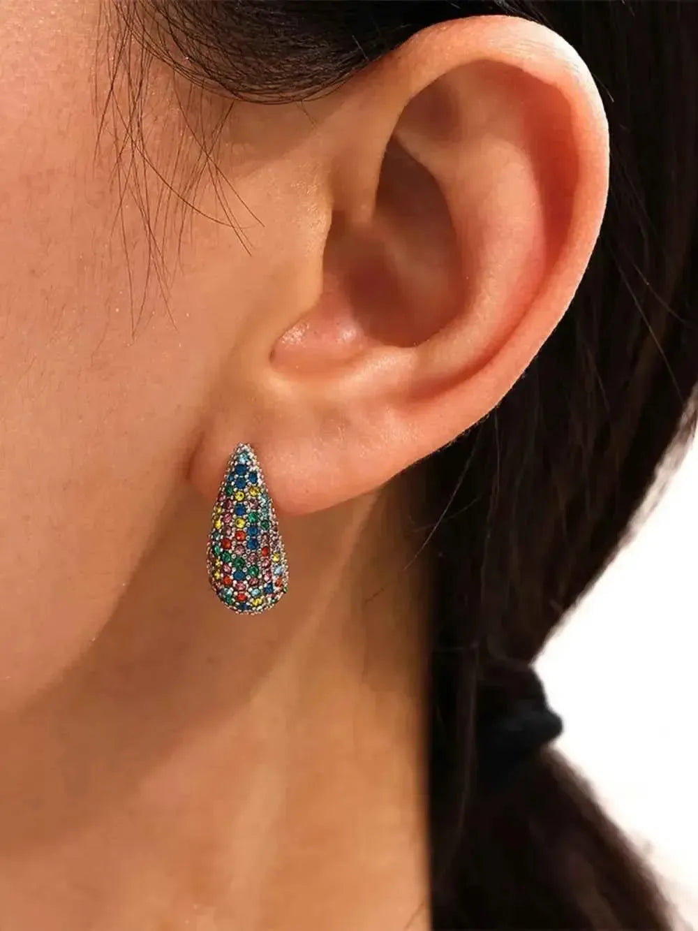 Stainless Steel Teardrop Sparkle
