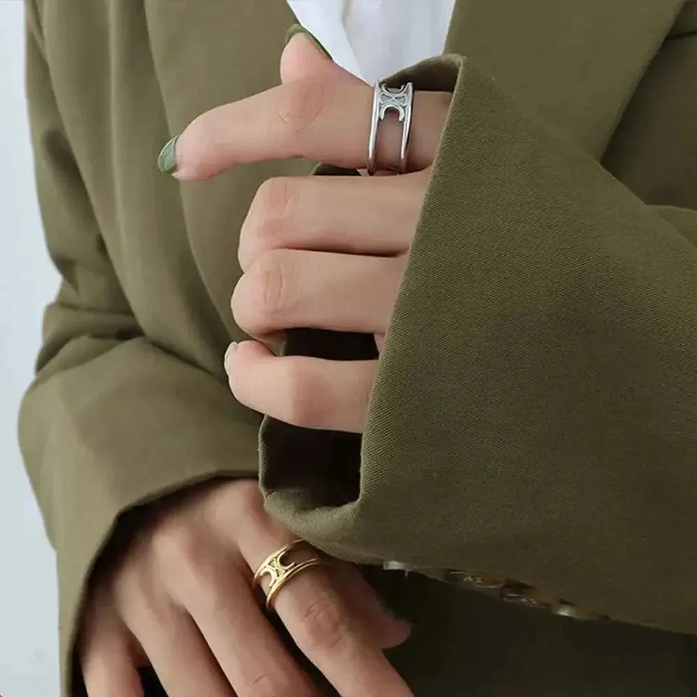 Double-Layered Ring – Titanium Steel Style