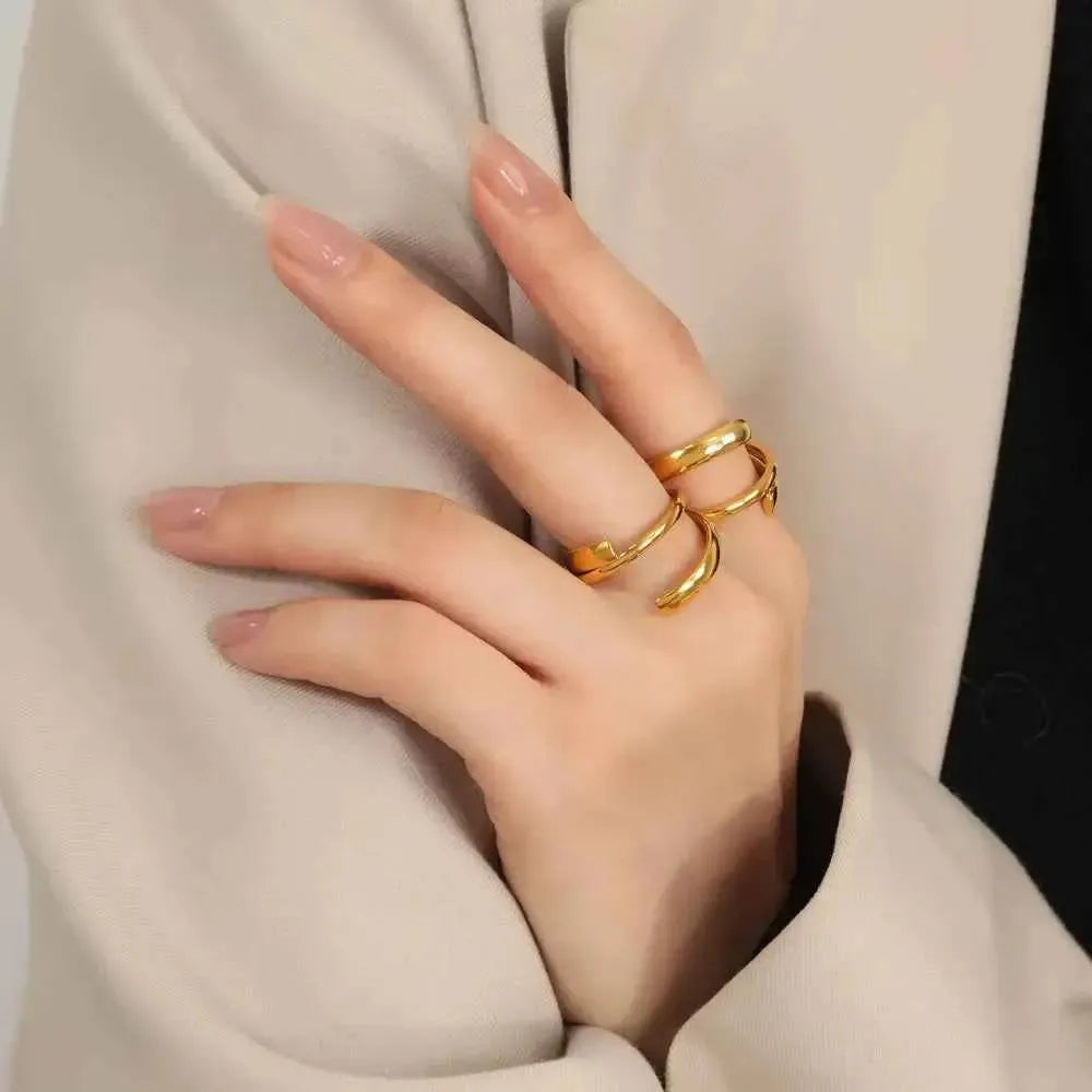 Layered Wrap Ring – Titanium Steel Shine
