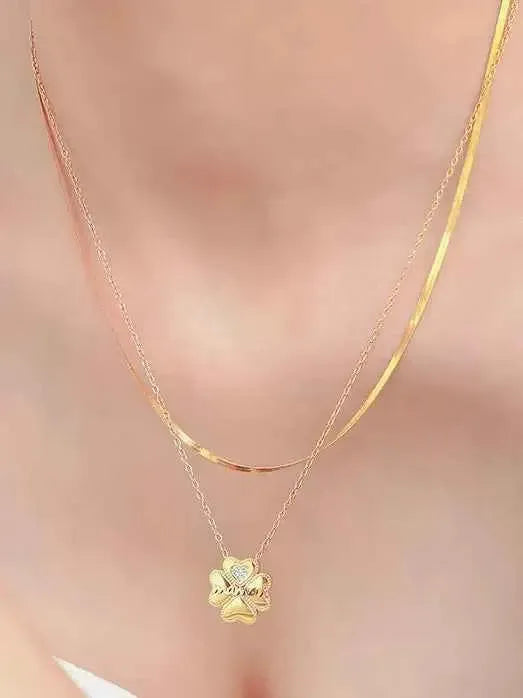 Lucky Clover Zircon Necklaces Set