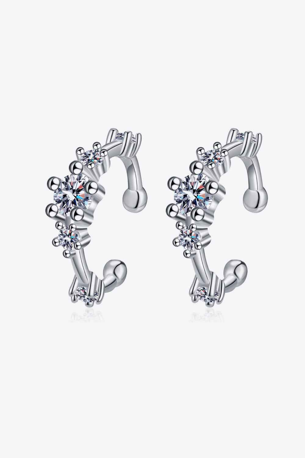 Sleek Sparkle: Moissanite Cuff Earrings