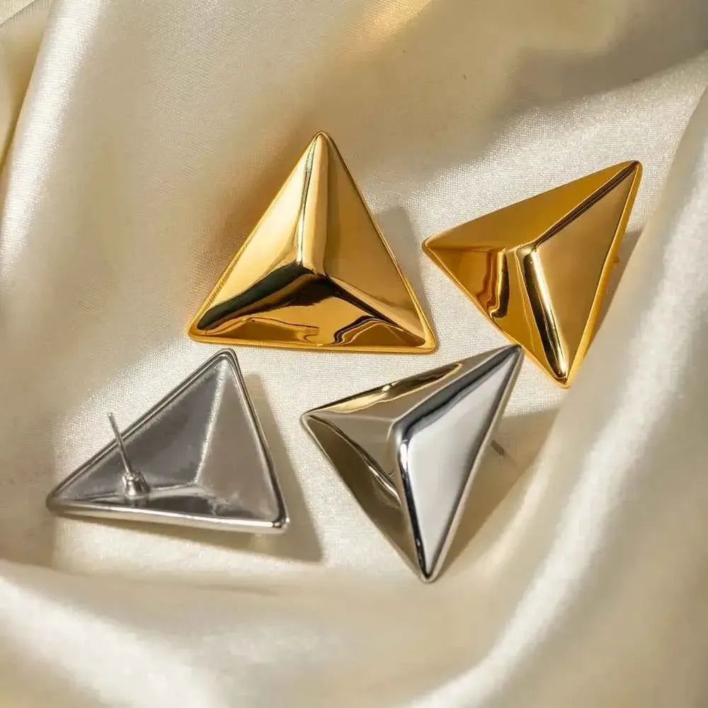 3D Triangle Stainless Steel Earrings